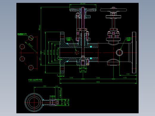 200K-80A带水套双联式压力检测阀总装配图
