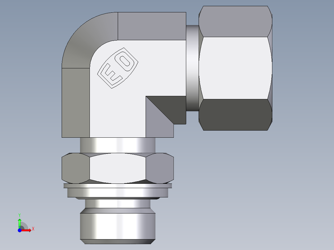 卡套式工业通用硬管接头EO_Adjustable_Locknut_elbow_WEE16SRCF前视图