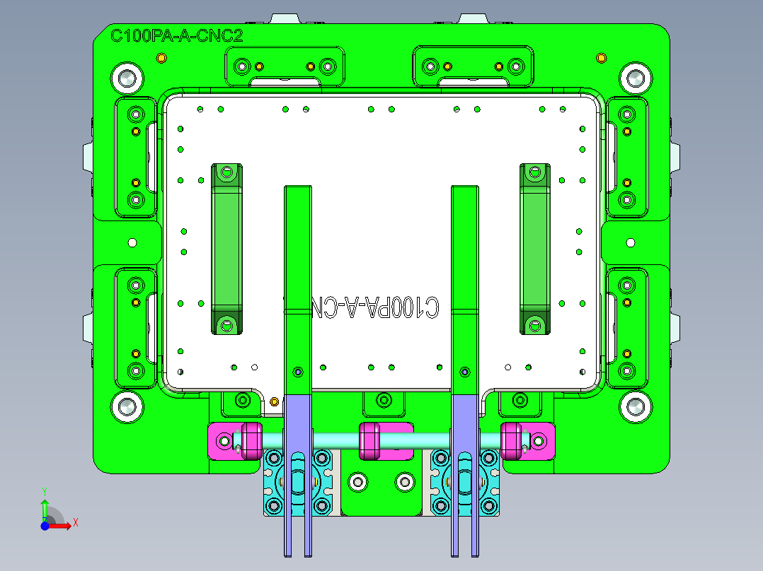 C100PA-A-笔记本CNC工装夹具三维模型CNC2-0131前视图