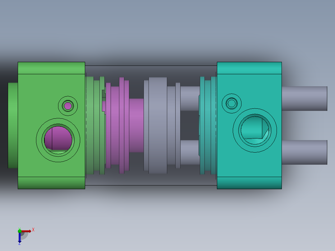 专用气缸（双作用-双侧杆）40x（10x2）x8 mm俯视图