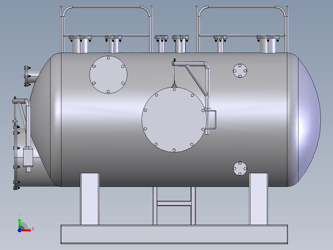 压力容积、卧式压力容器前视图