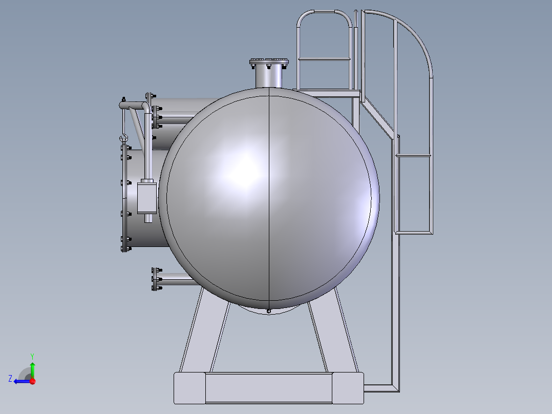 压力容积、卧式压力容器右视图