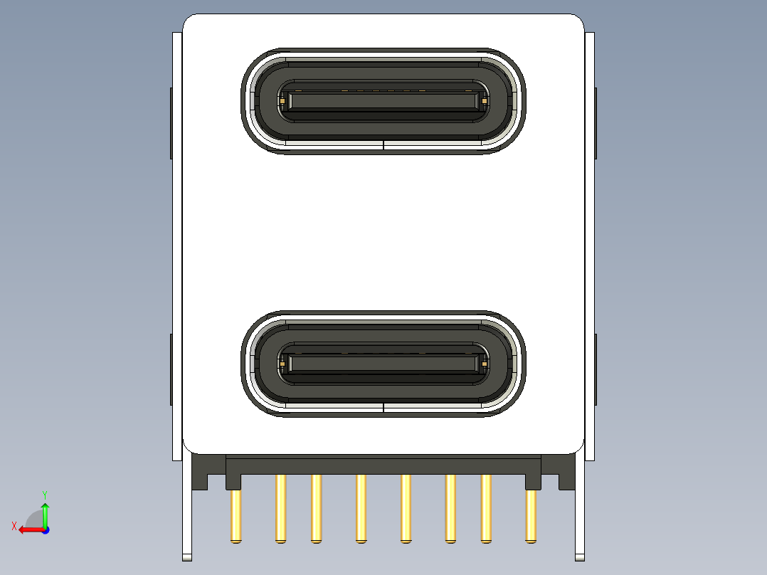 堆叠式 USB-C 连接器后视图