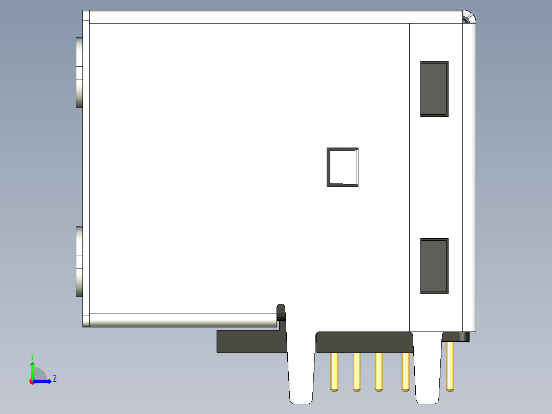 堆叠式 USB-C 连接器左视图