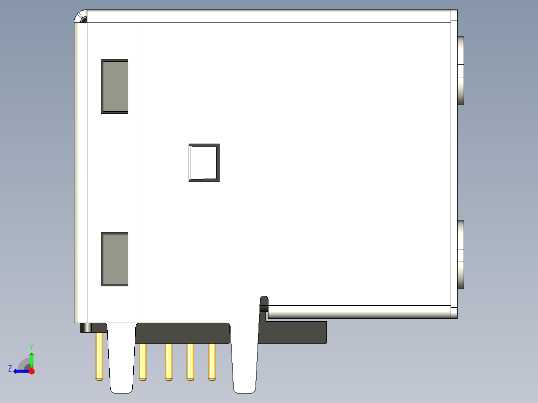 堆叠式 USB-C 连接器右视图