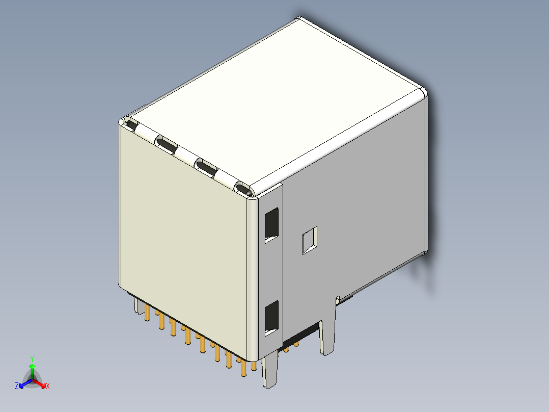 堆叠式 USB-C 连接器正等轴测图
