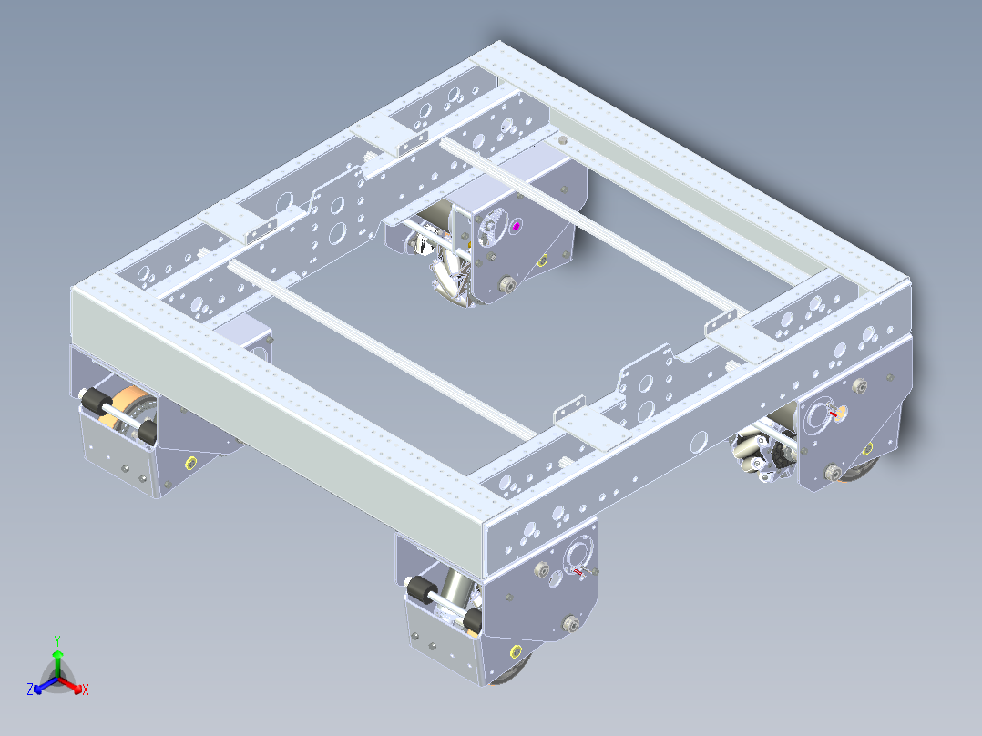 麦克拉姆轮——定向轮转化驱动底盘正等轴测图
