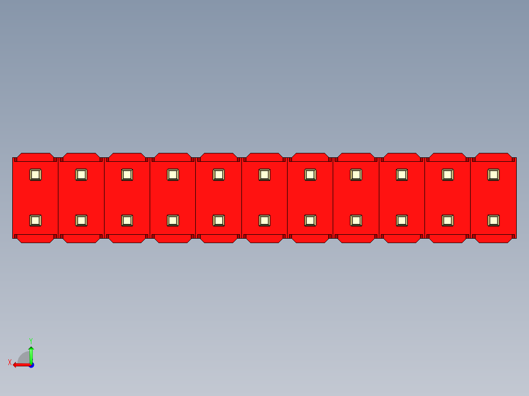 彩色公头100mil（2.54mm）系列-DS1021_red_2x11p_100mil_Type1_rev1.0后视图