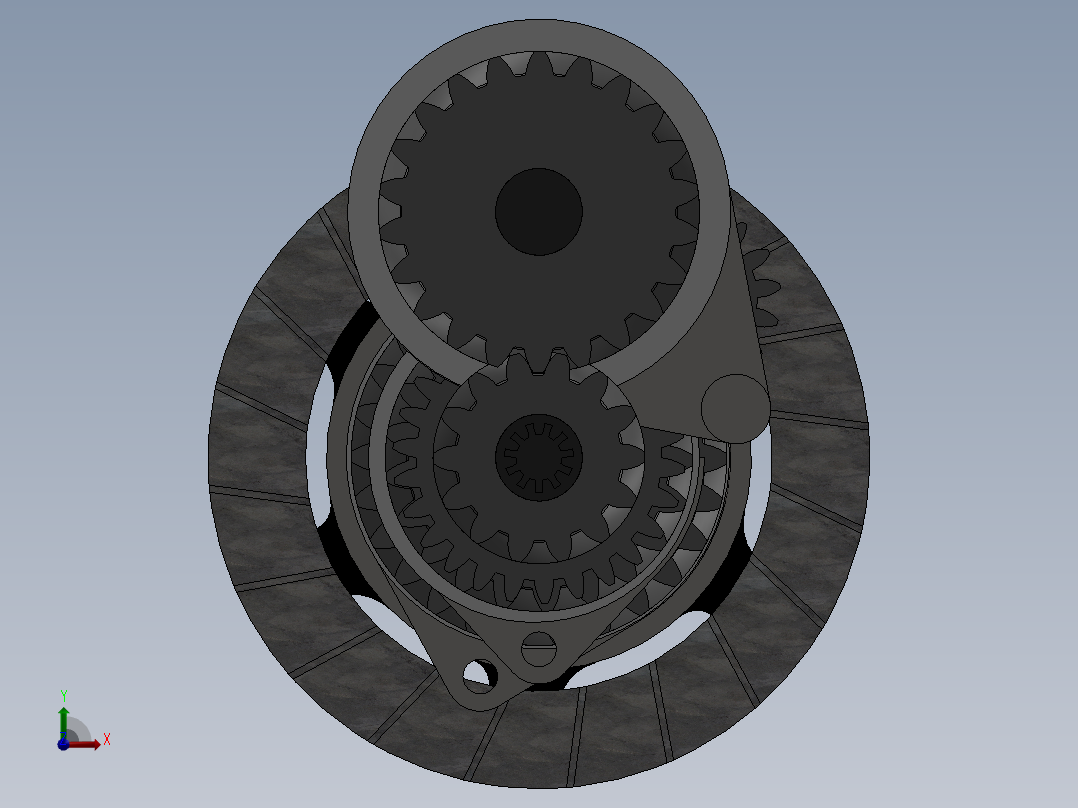 手动变速箱内部齿轮结构前视图