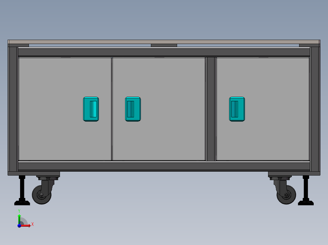 方通机架 多门机架配件类 可编辑关联变更尺寸前视图