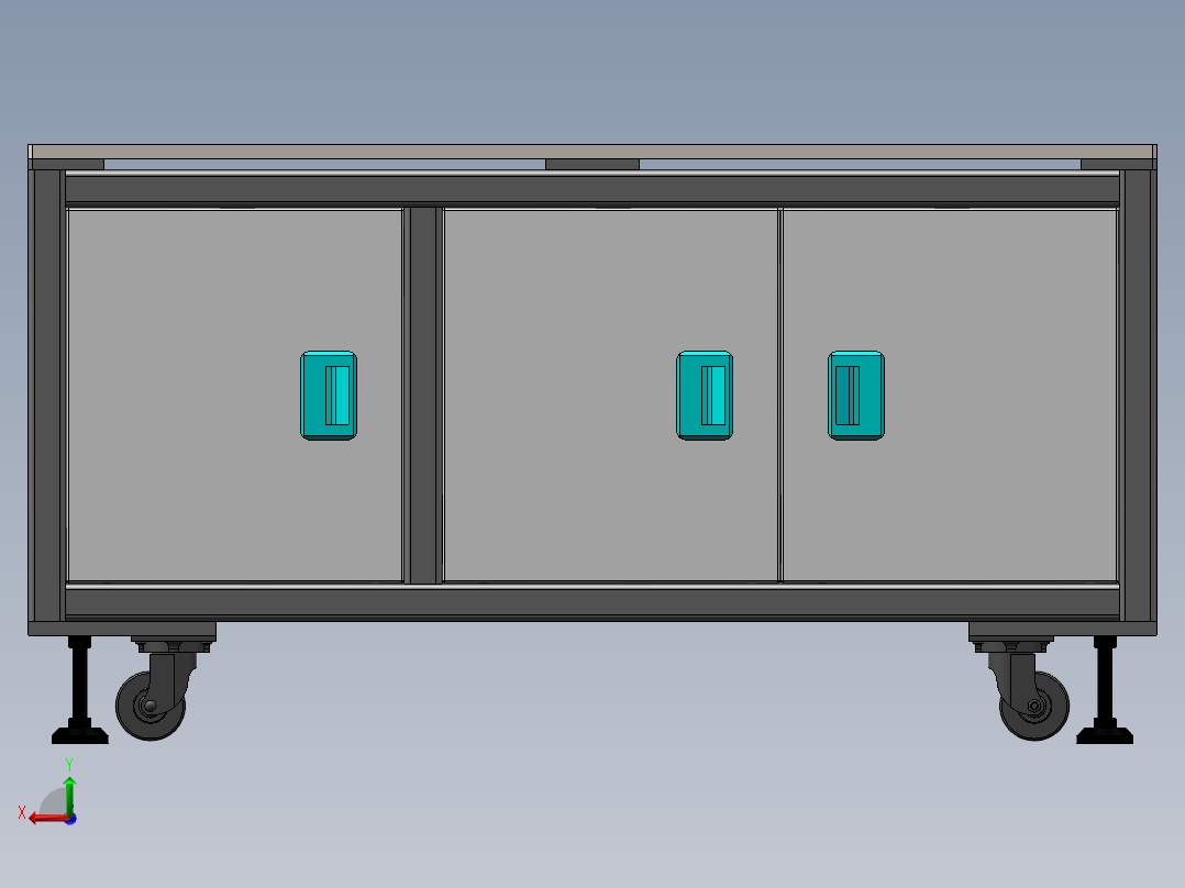 方通机架 多门机架配件类 可编辑关联变更尺寸后视图