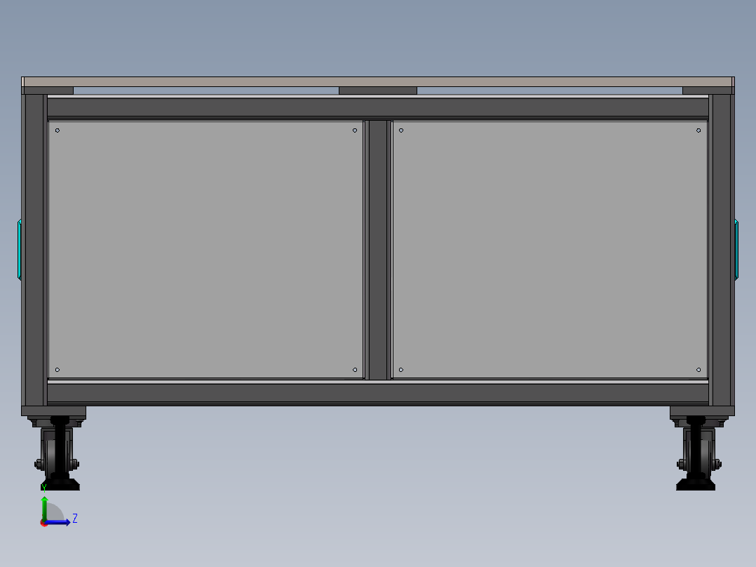 方通机架 多门机架配件类 可编辑关联变更尺寸左视图