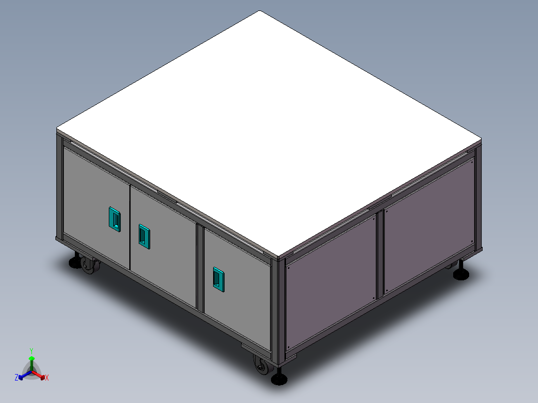 方通机架 多门机架配件类 可编辑关联变更尺寸正等轴测图