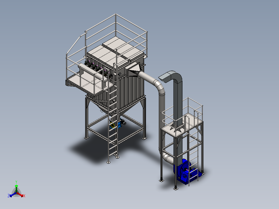 49袋脉冲布袋除尘器(1)正等轴测图