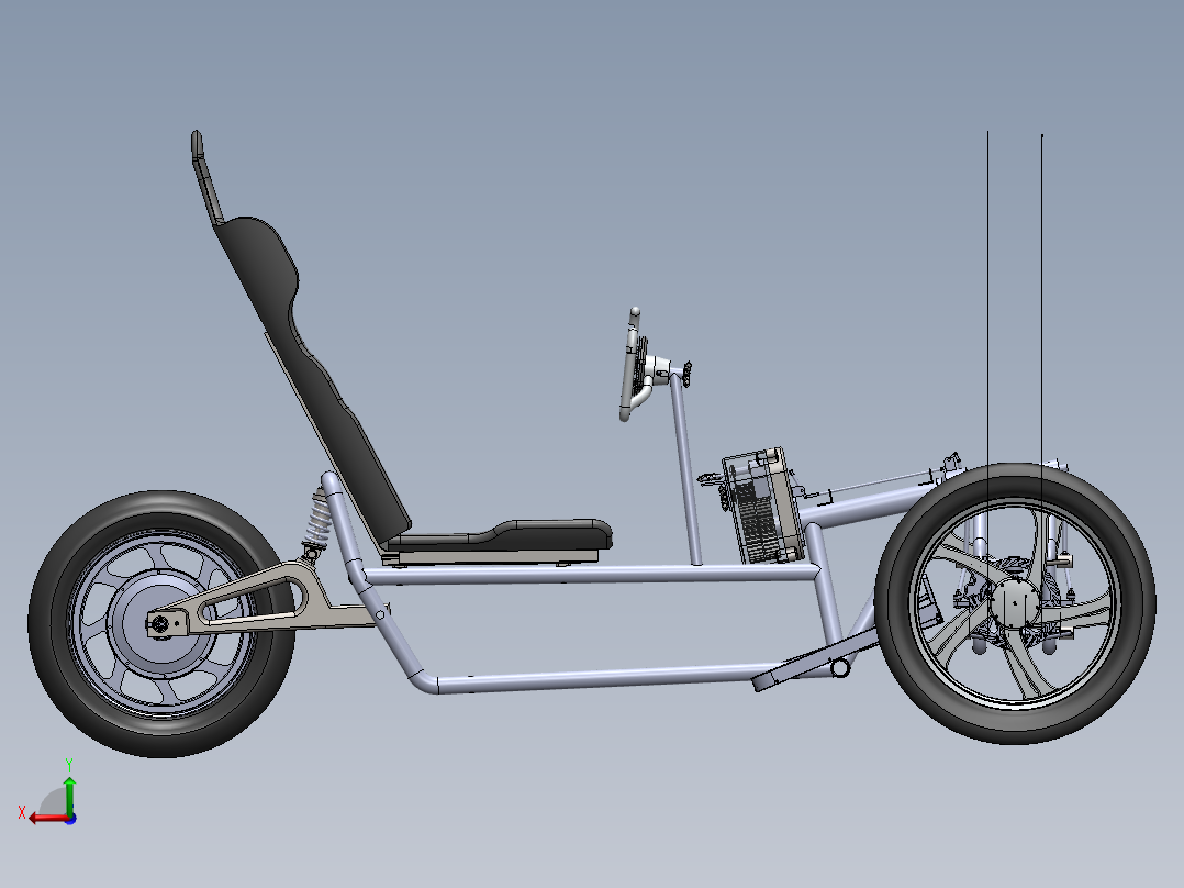 三轮自行车设计（三轮车设计）--sw后视图