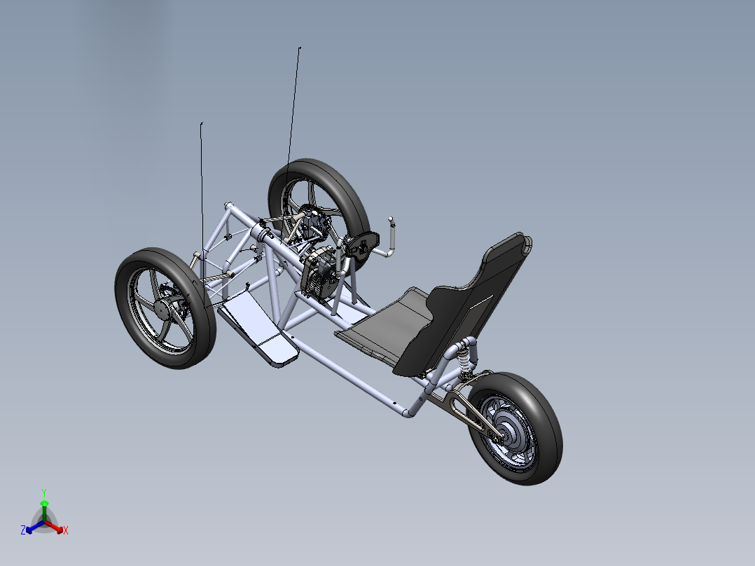 三轮自行车设计（三轮车设计）--sw正等轴测图