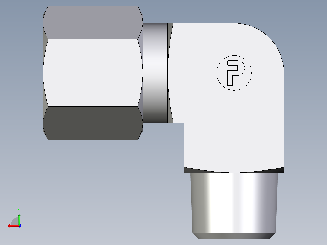 卡套式工业通用硬管接头EO_Male_stud_elbow_WE08LLMCF后视图