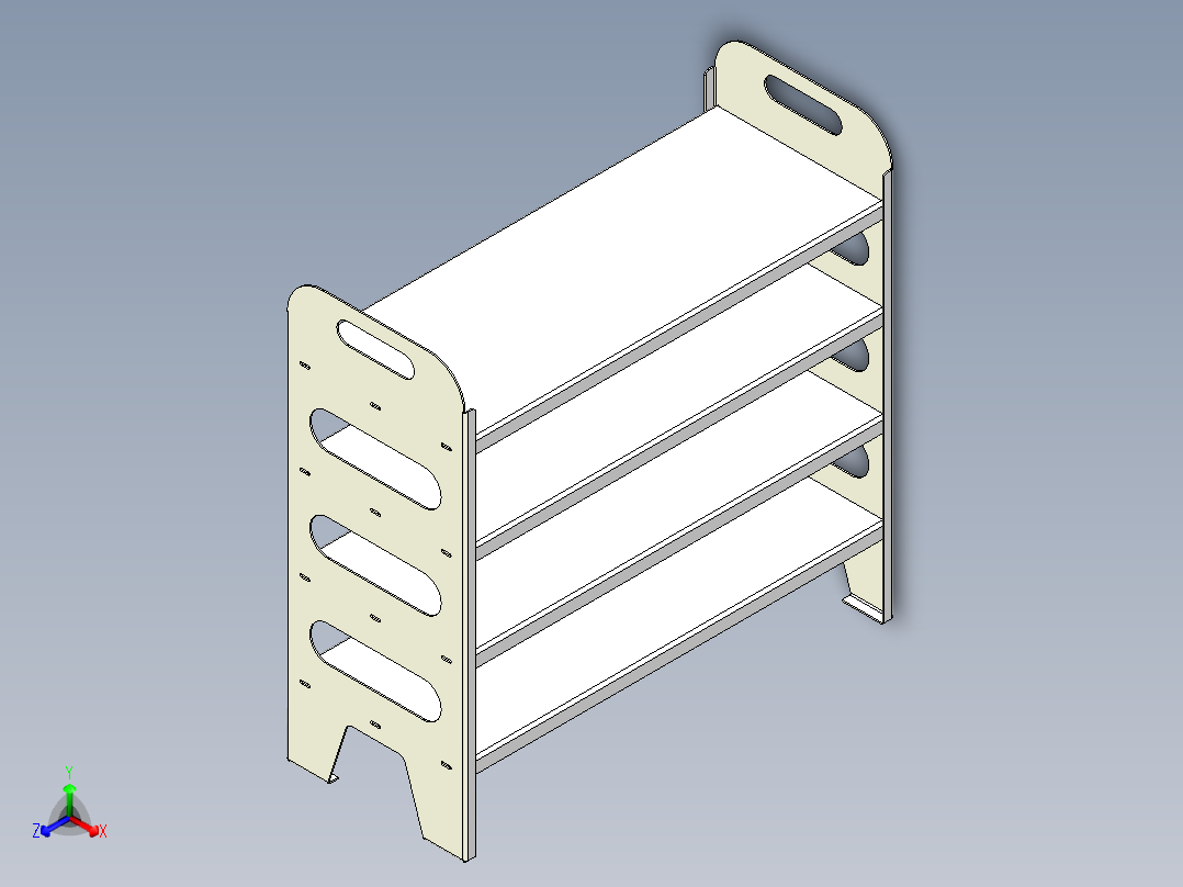 一款鞋子置物架正等轴测图