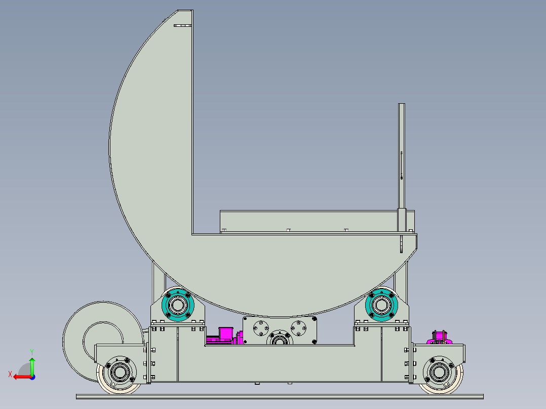 带转运车的卷材翻转机 20T后视图