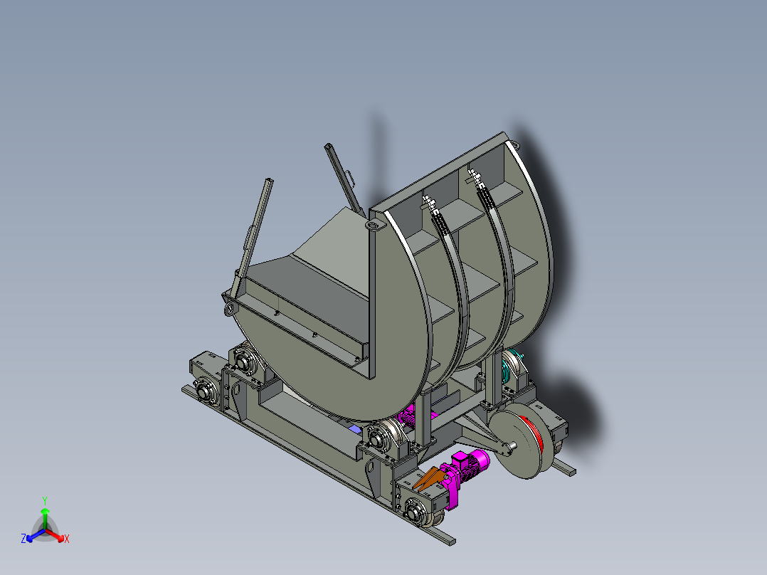 带转运车的卷材翻转机 20T正等轴测图