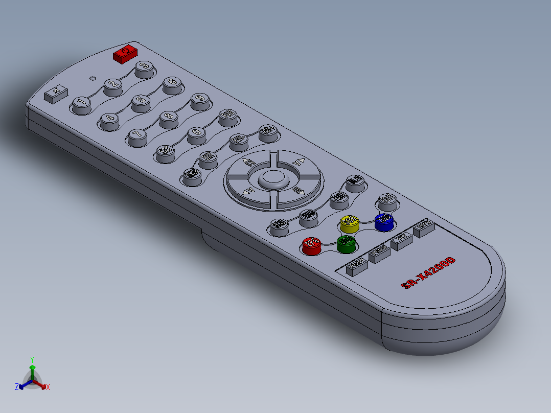 遥控器、遥控板(13)正等轴测图