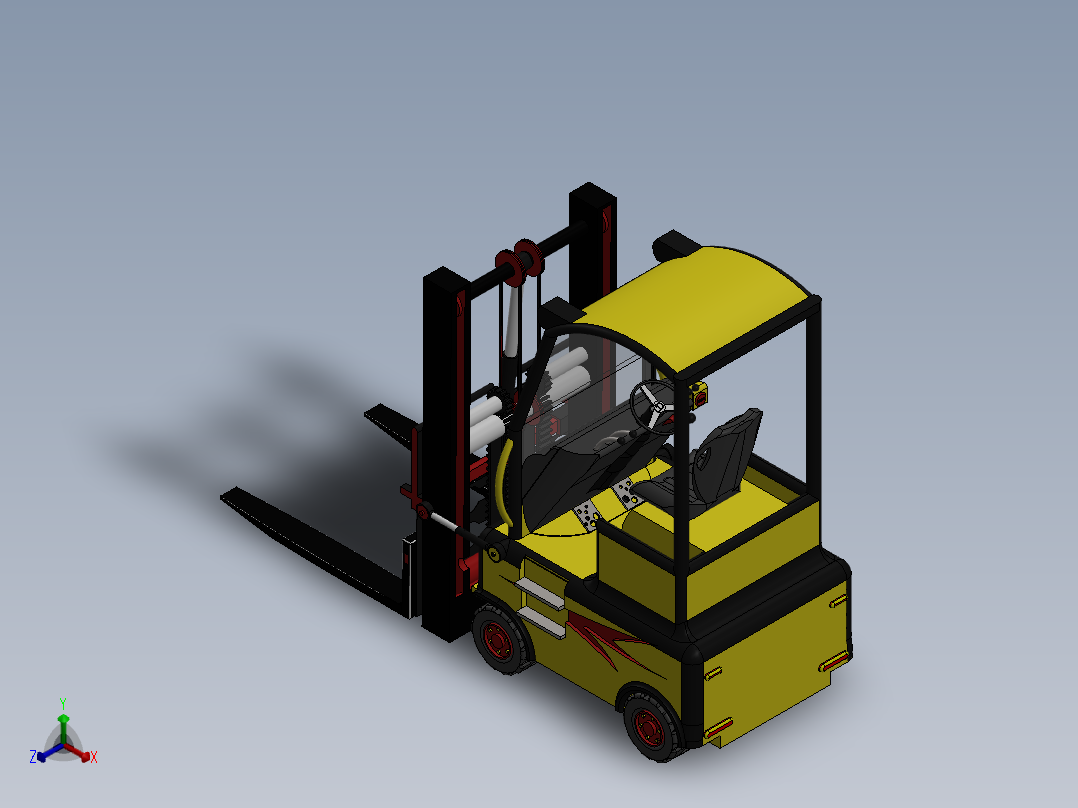 叉车、 斗山 叉车 SW正等轴测图