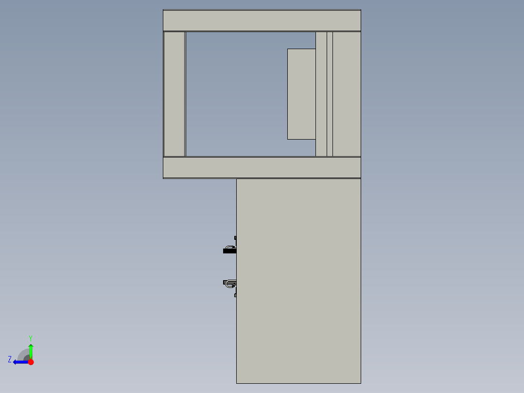简易的窗帘布料切割装置右视图