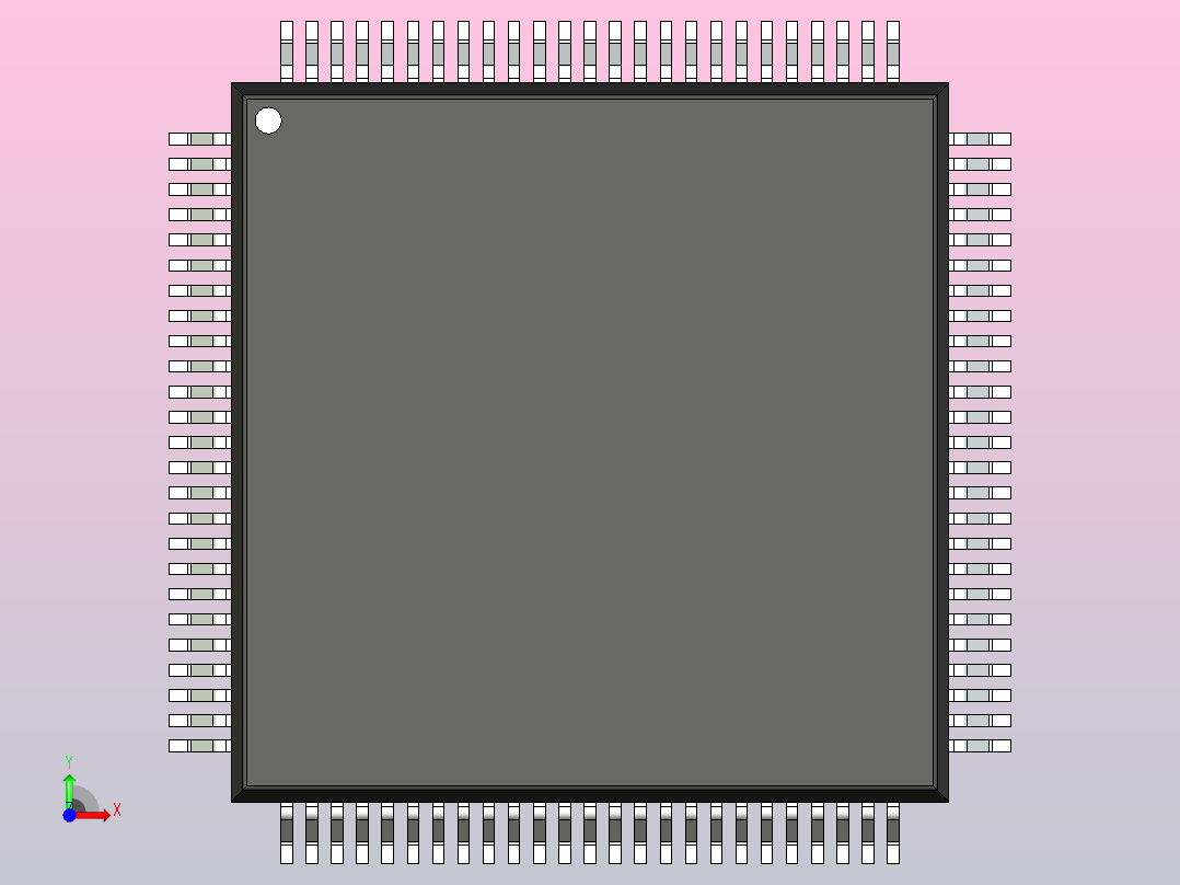 QFP 封装（四方扁平封装）QFP50P1660X1660X245-100N前视图