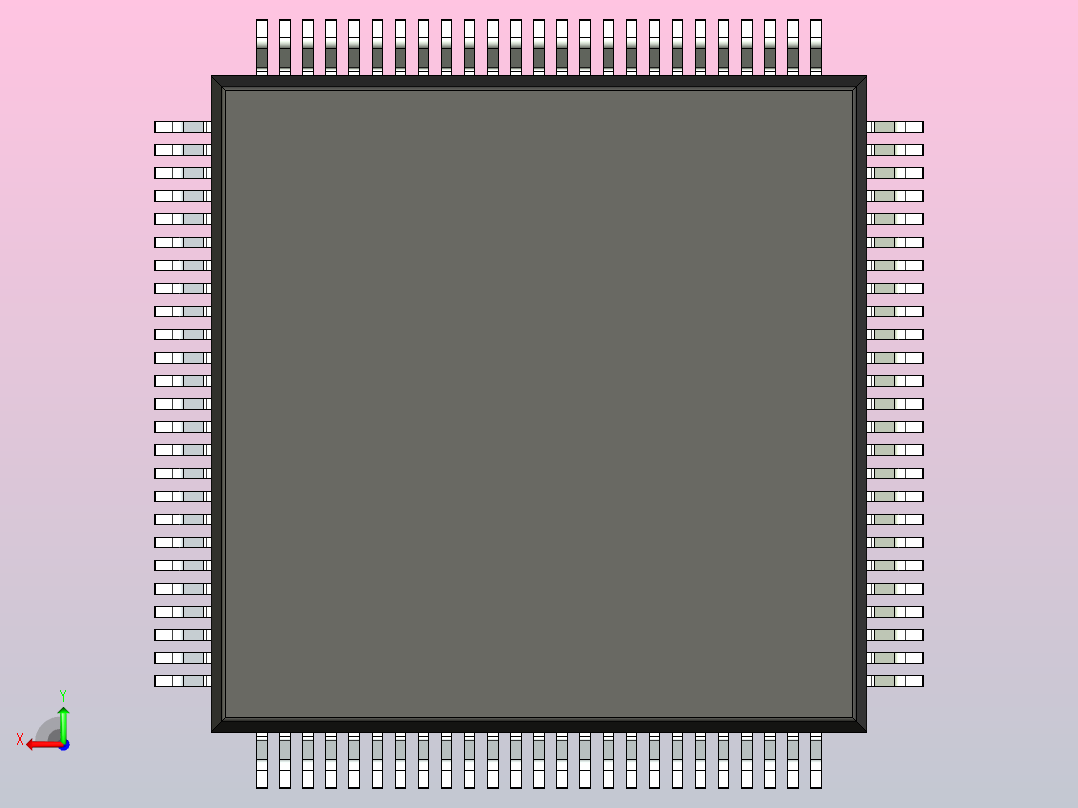 QFP 封装（四方扁平封装）QFP50P1660X1660X245-100N后视图