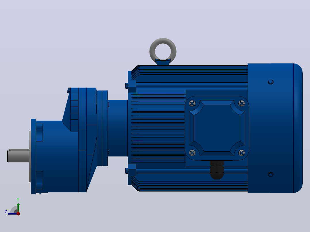 RXF67法兰轴伸式安装斜齿轮减速机RX67-Y5.5-4P-132S-M1-0°-Φ160右视图