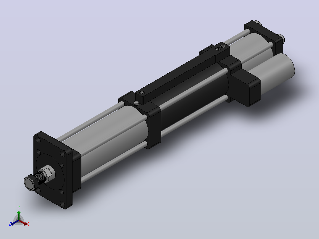 MPTF-5T系列快速型[MPTF-80-200-5-5T-M1-S1-0°]气压增压缸正等轴测图