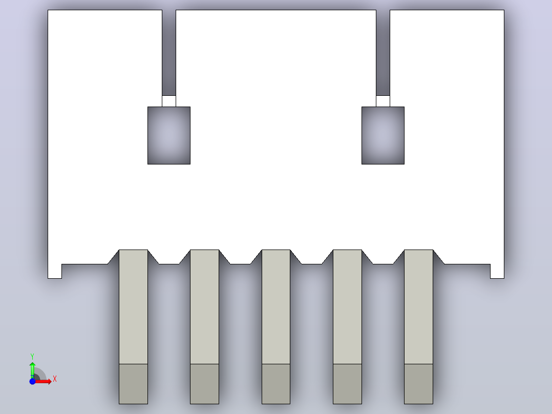 短款型直插头JST connector 1x5  P1.25mm thru hole wafer A2 v7前视图