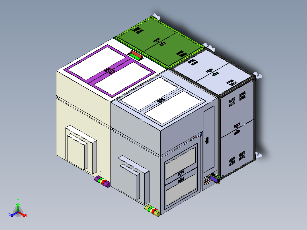双联机组装贴标机3D图纸 x_t格式主视图