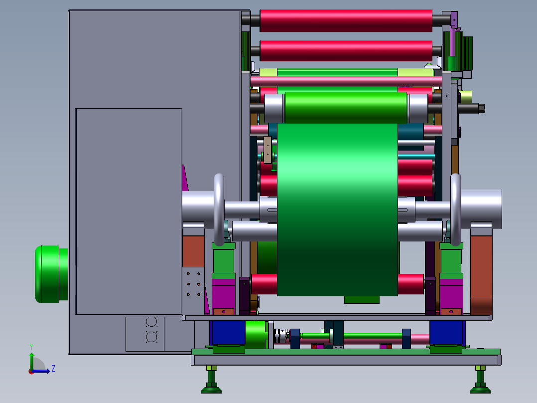 滚压机 非标自动化设备3D图纸3D模型1左视图
