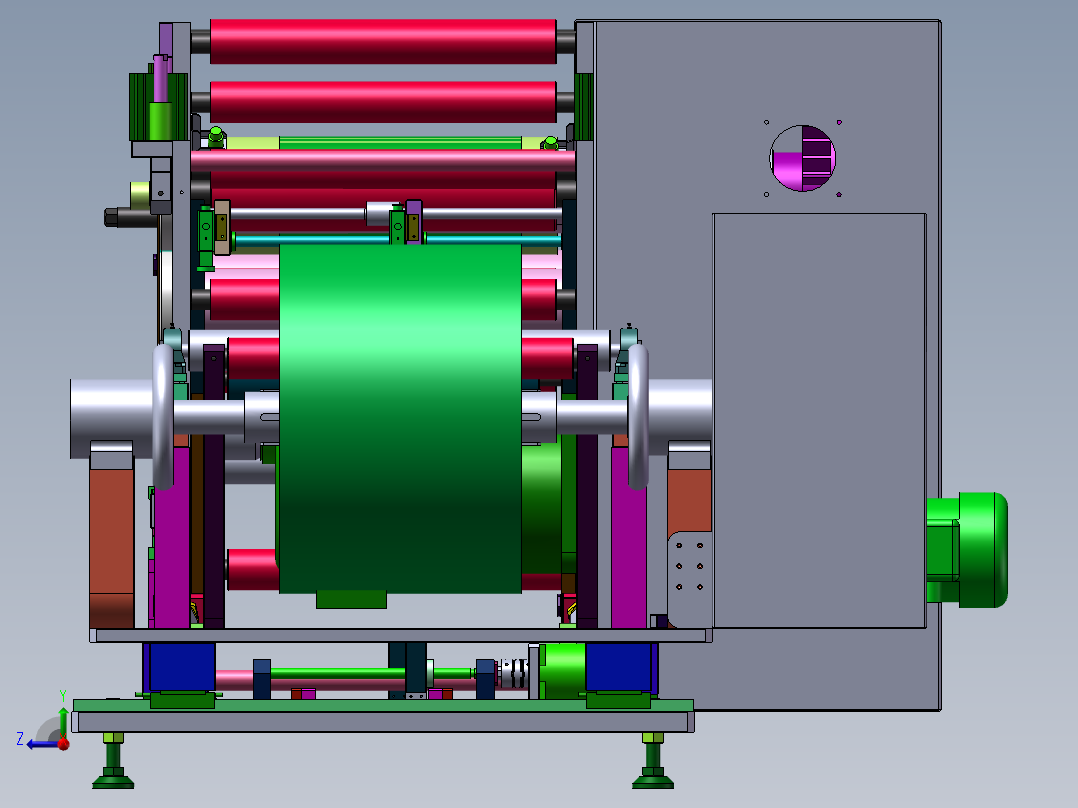 滚压机 非标自动化设备3D图纸3D模型1右视图