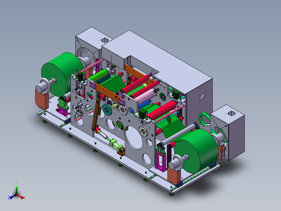 滚压机 非标自动化设备3D图纸3D模型1正等轴测图