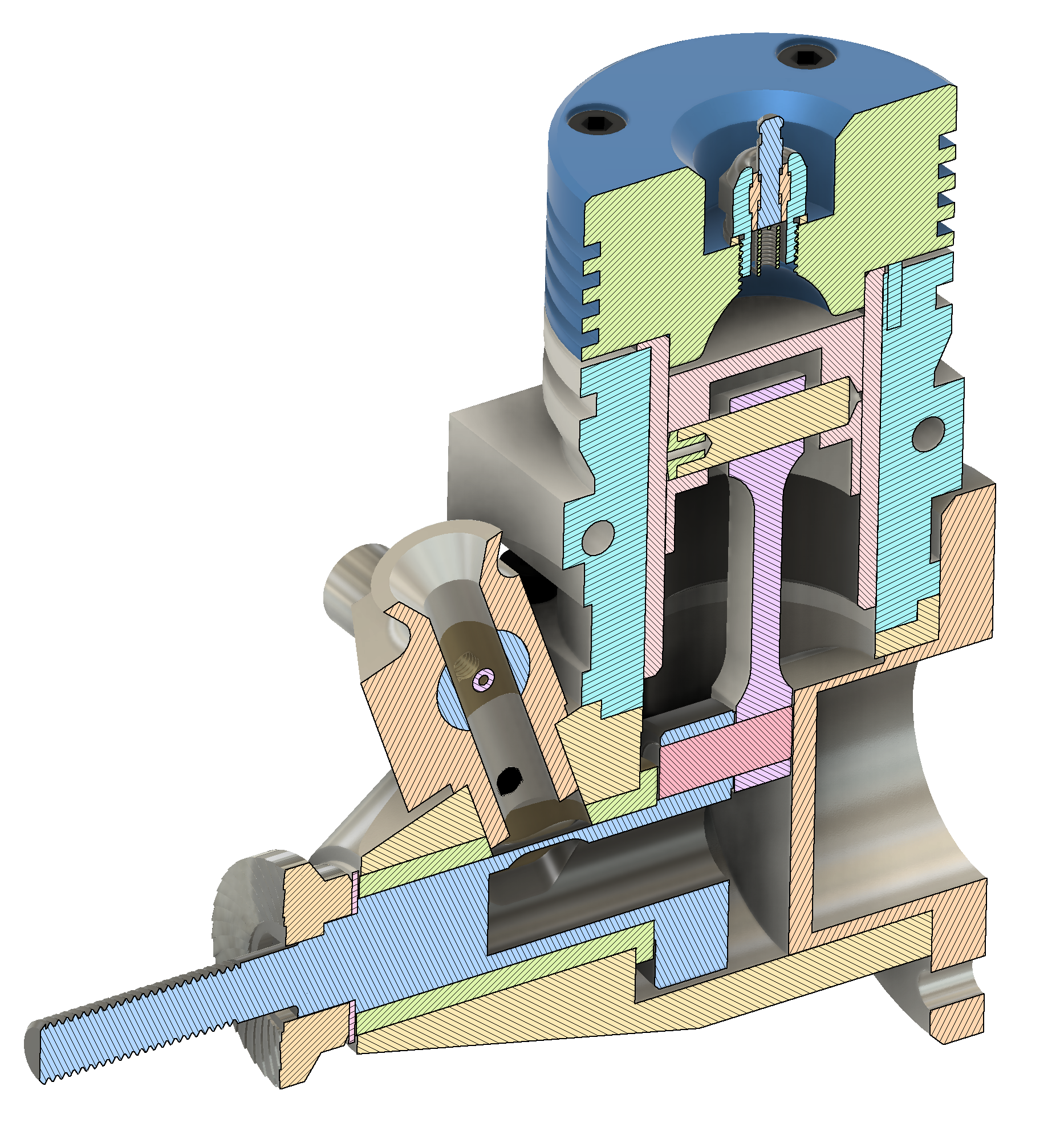 两冲程甲醇发动机3D数模图纸 f3d STEP格式
