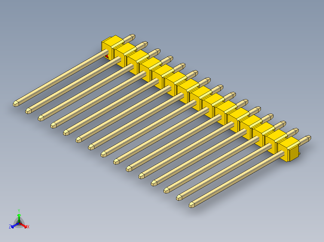 彩色公头100mil（2.54mm）系列-DS1021_yellow_1x15p_100mil_Type19_rev1.0主视图