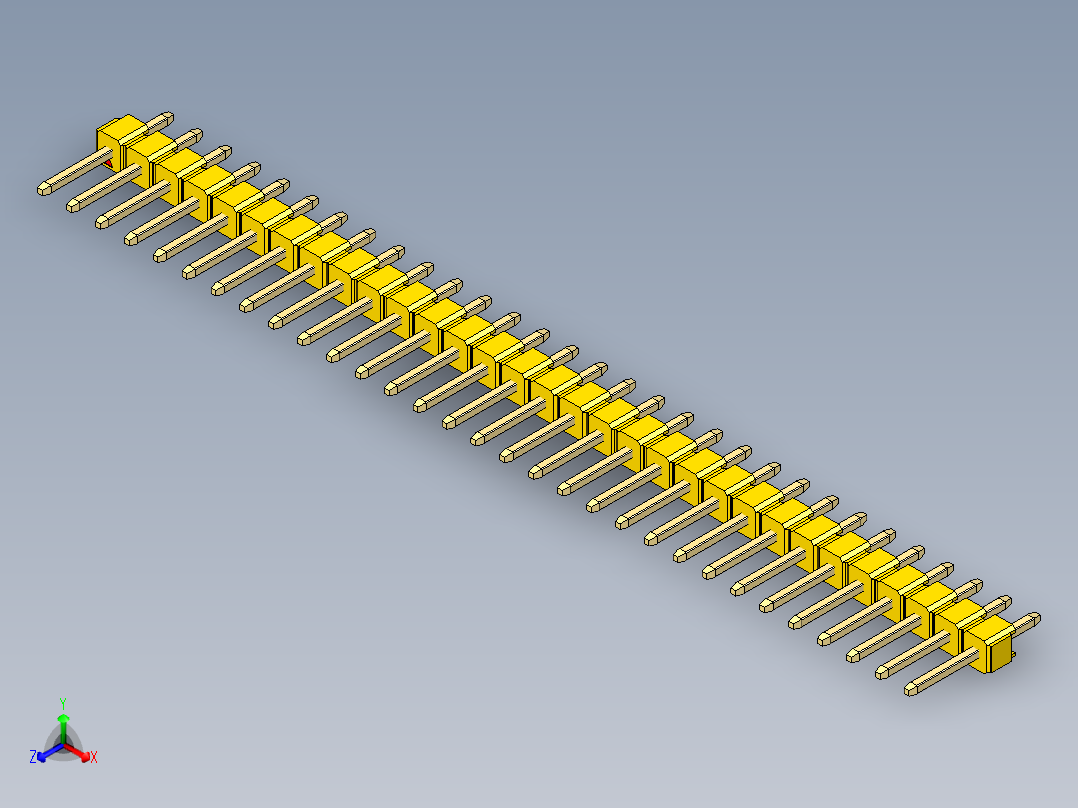 彩色公头100mil（2.54mm）系列-DS1021_yellow_1x31p_100mil_Type1_rev1.0主视图