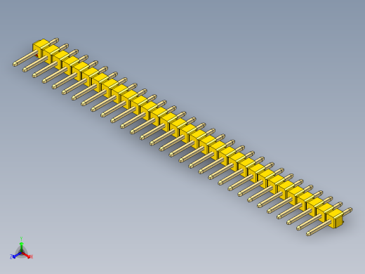 彩色公头100mil（2.54mm）系列-DS1021_yellow_1x31p_100mil_Type1_rev1.0正等轴测缩略图