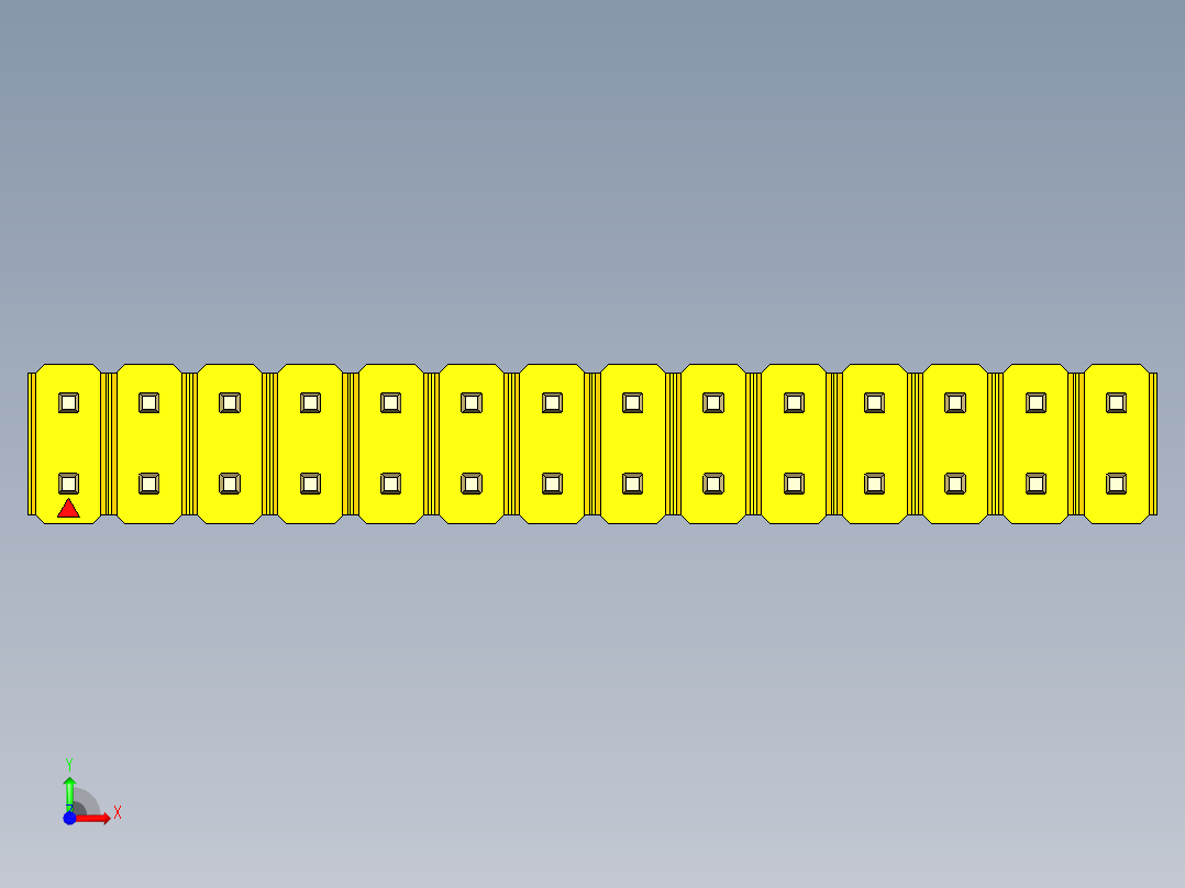 彩色公头100mil（2.54mm）系列-DS1021_yellow_2x14p_100mil_Type1_rev1.0前视图