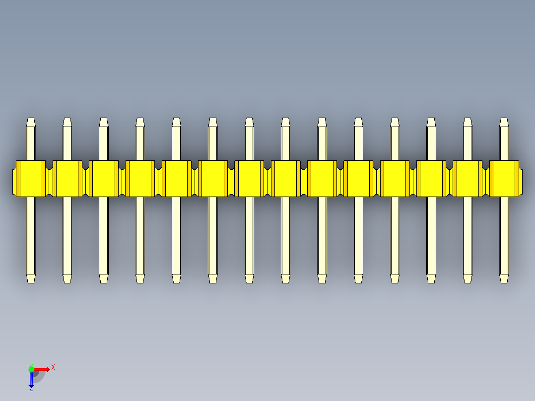 彩色公头100mil（2.54mm）系列-DS1021_yellow_2x14p_100mil_Type1_rev1.0俯视图