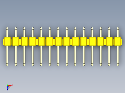 彩色公头100mil（2.54mm）系列-DS1021_yellow_2x14p_100mil_Type1_rev1.0俯视缩略图