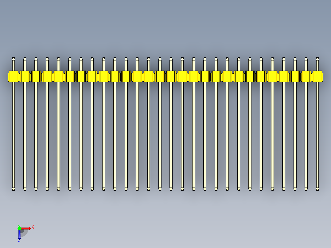 彩色公头100mil（2.54mm）系列-DS1021_yellow_3x28p_100mil_Type43_rev1.0俯视图