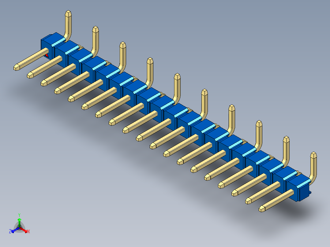 彩色公排针 100mil 2.54mm 系列-DS1022_blue_19p_100mil_Type_SMT_R1_rev1.0主视图