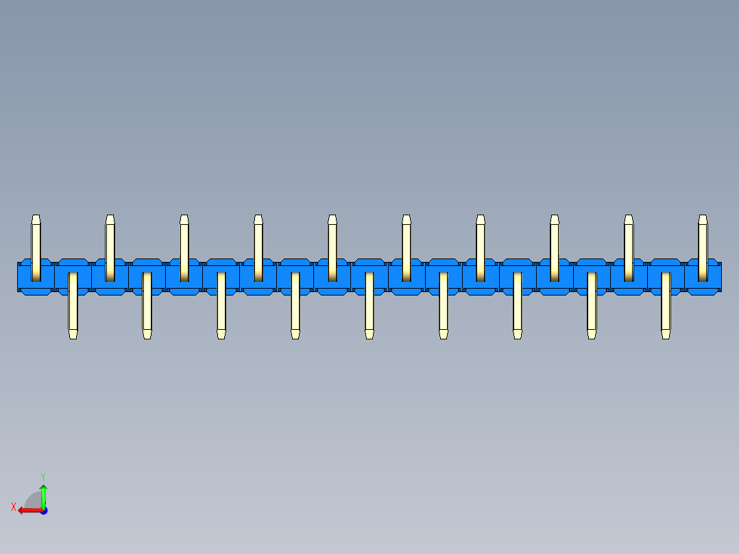 彩色公排针 100mil 2.54mm 系列-DS1022_blue_19p_100mil_Type_SMT_R1_rev1.0后视图