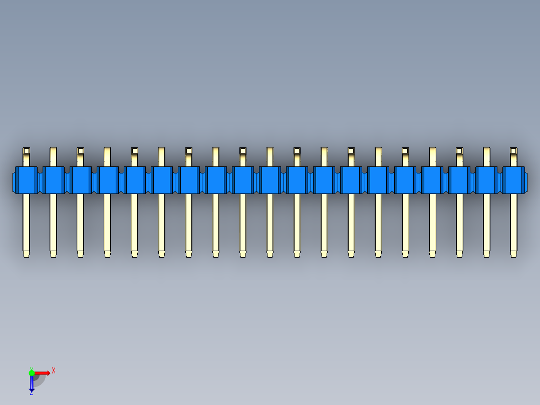 彩色公排针 100mil 2.54mm 系列-DS1022_blue_19p_100mil_Type_SMT_R1_rev1.0俯视图