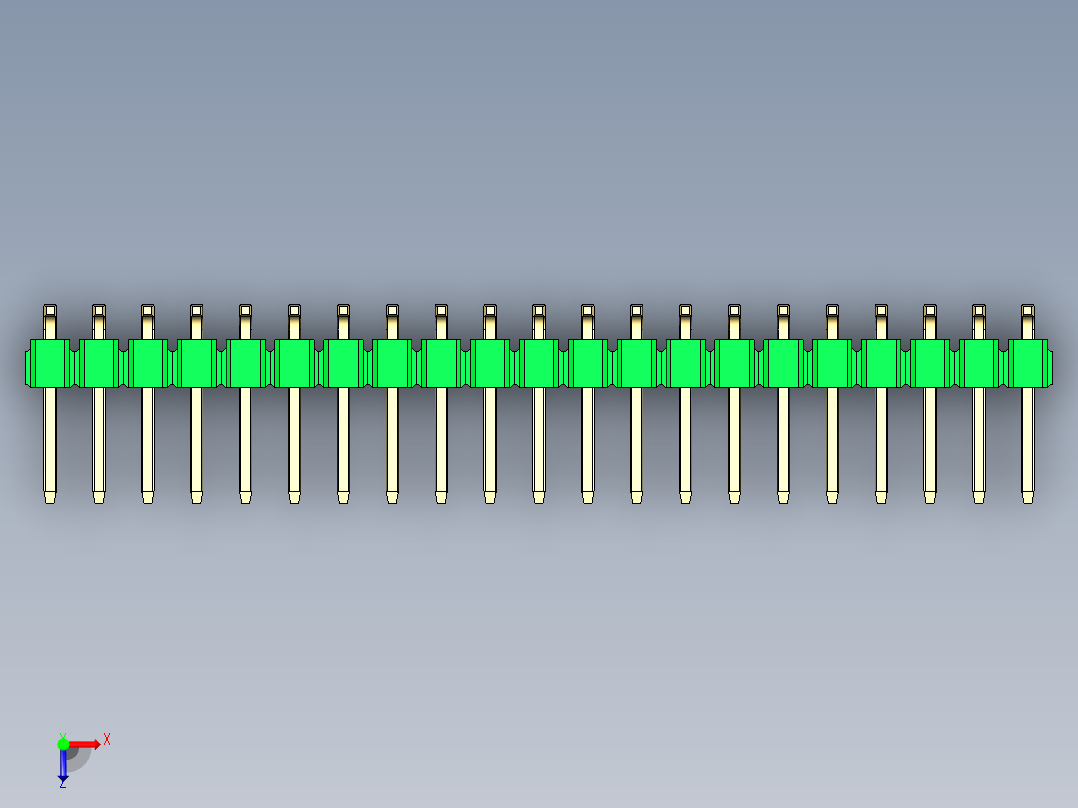 彩色公排针 100mil 2.54mm 系列-DS1022_green_42p_100mil_TypeSMT_rev1.0俯视图