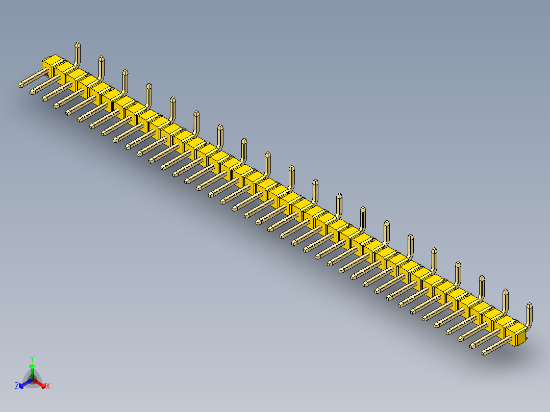 彩色公排针 100mil 2.54mm 系列-DS1022_yellow_40p_100mil_Type_SMT_R2_rev1.0主视图