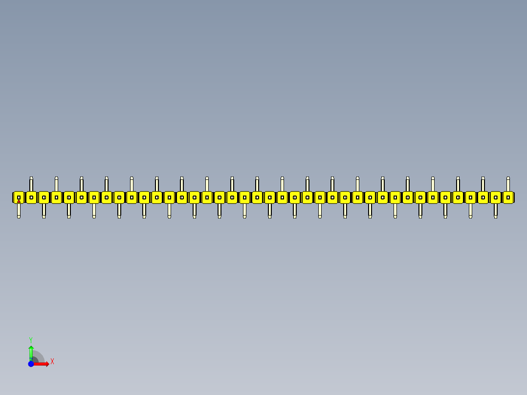 彩色公排针 100mil 2.54mm 系列-DS1022_yellow_40p_100mil_Type_SMT_R2_rev1.0前视图